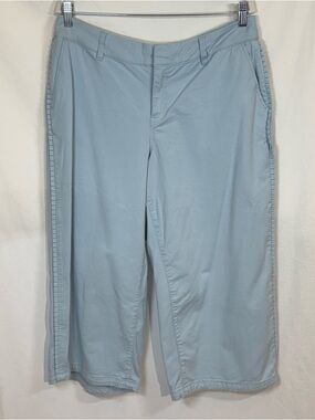 Lane Bryant Womens Gaucho Flat Front Wide-Leg Capri Pants Size 18 Pale Blue EUC